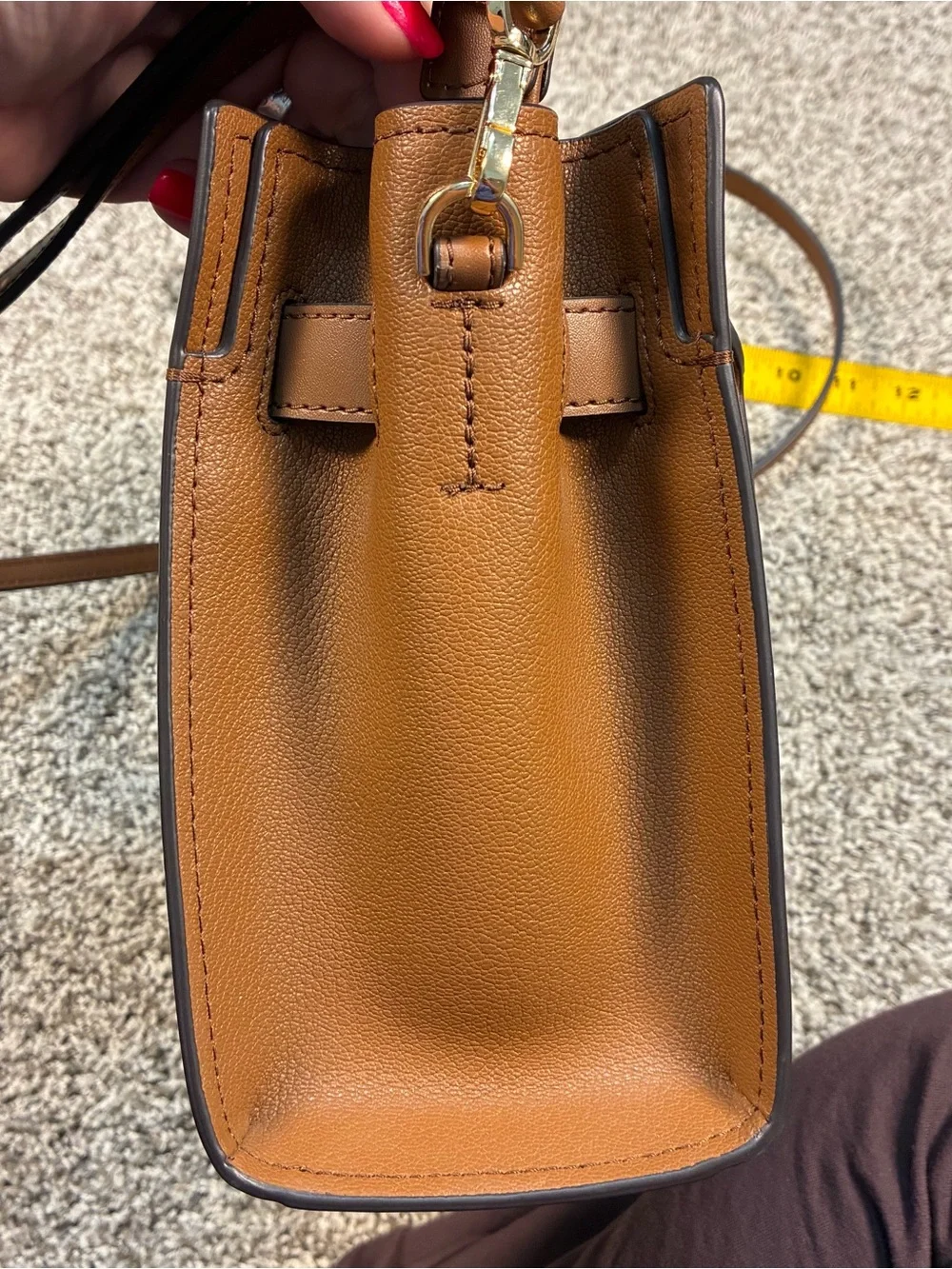 Michael Kors Hamilton Brown Leather Satchel with Gold Hardware